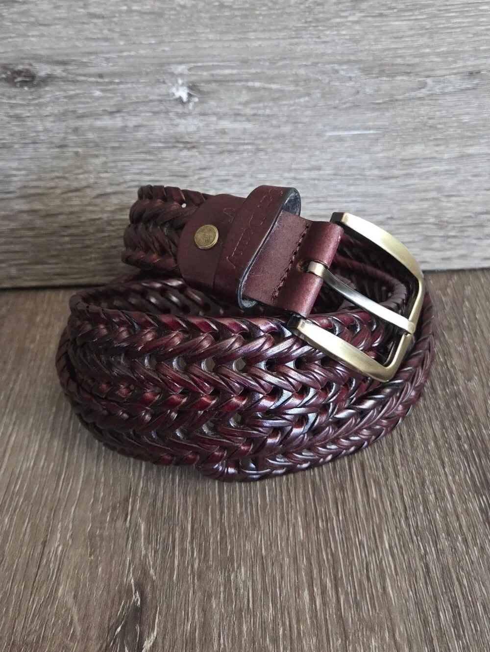 Woven Men's Belt - Burgundy - 50